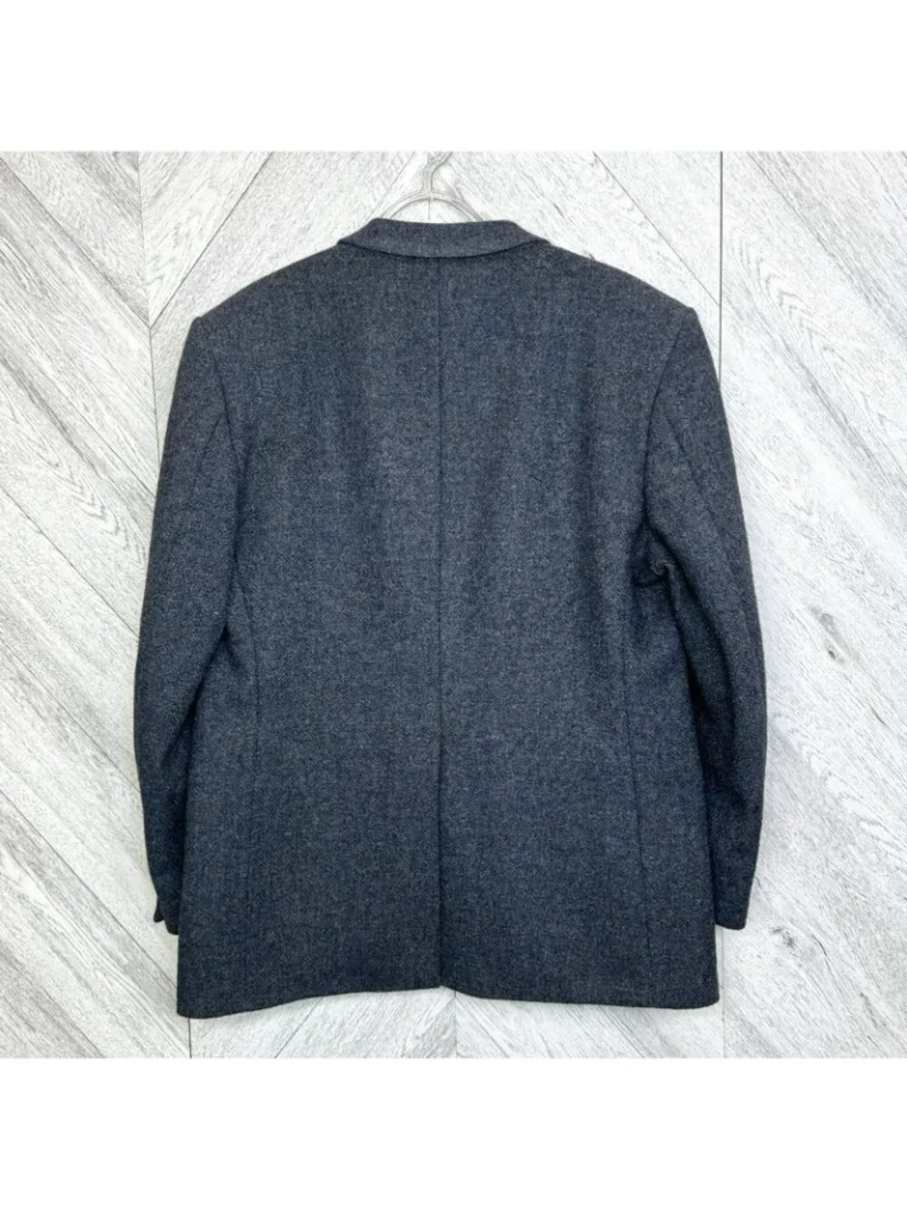 Vintage Harris Tweed Blazer Sport Coat Jacket Mens 44R Blue Wool Herringbone
